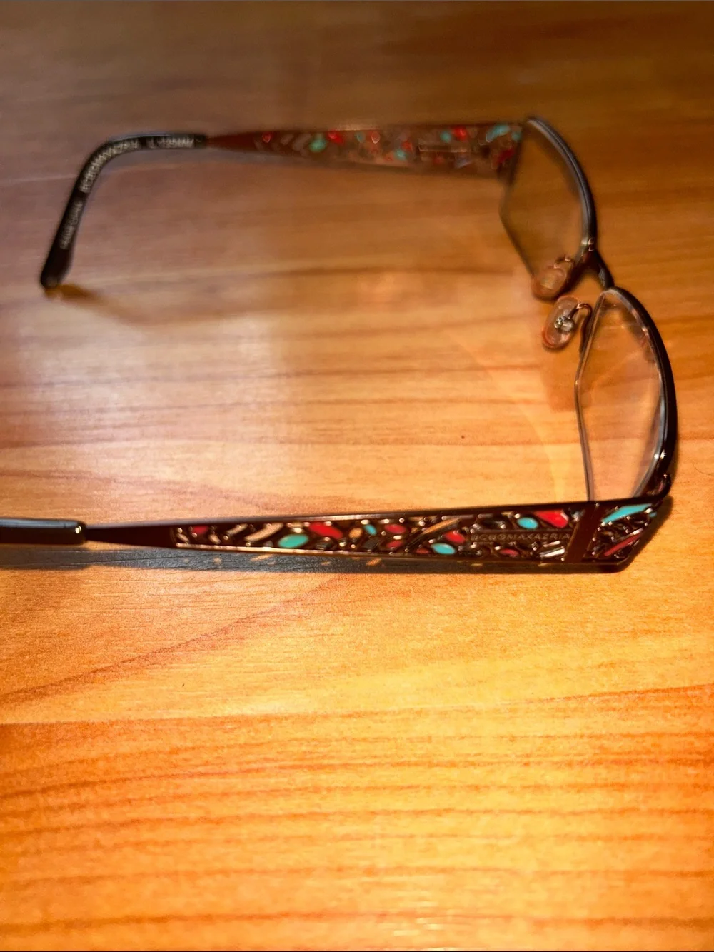 Y2K BCBGMaxAzria Black Rectangular Glasses with Multicolor Temple Accents